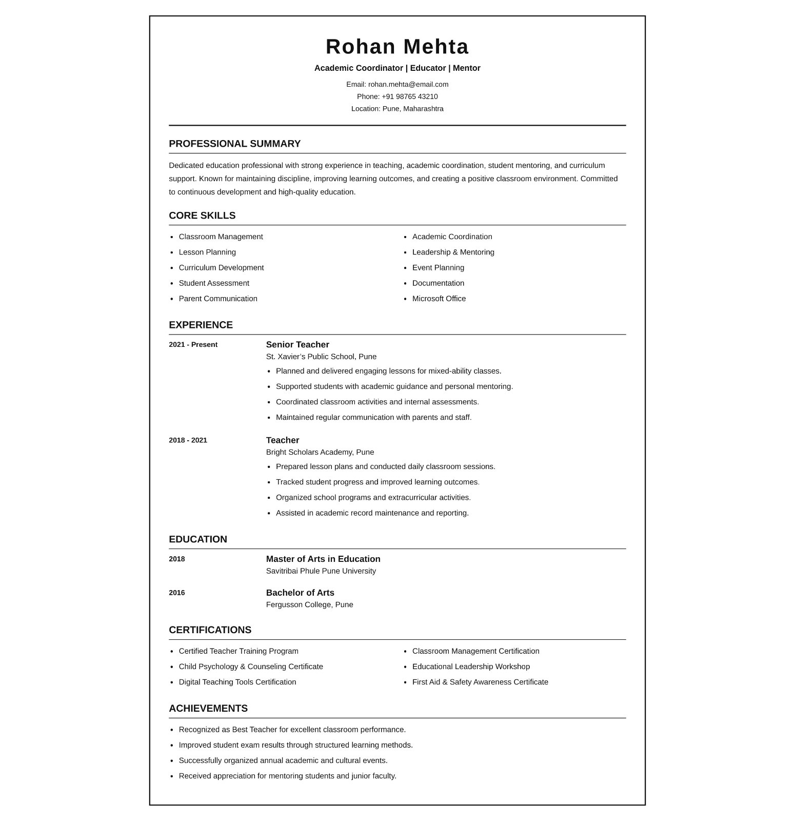 Academic Mentor Template
